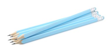 Many sharp graphite pencils isolated on white