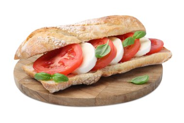 Beyaz peynirli, domatesli ve fesleğenli lezzetli sandviç.