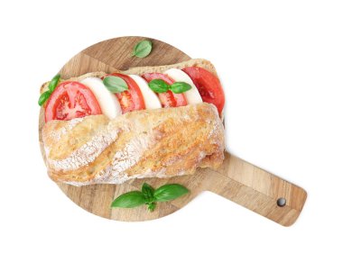 Mozarella peynirli, domatesli ve fesleğenli lezzetli sandviç.