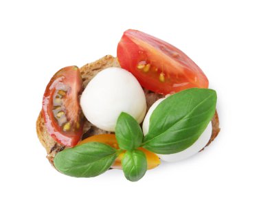 Mozarella peynirli, domatesli ve fesleğenli lezzetli sandviç.