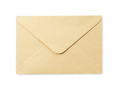 Bir kapalı zarf beyaz, üst görünümde izole