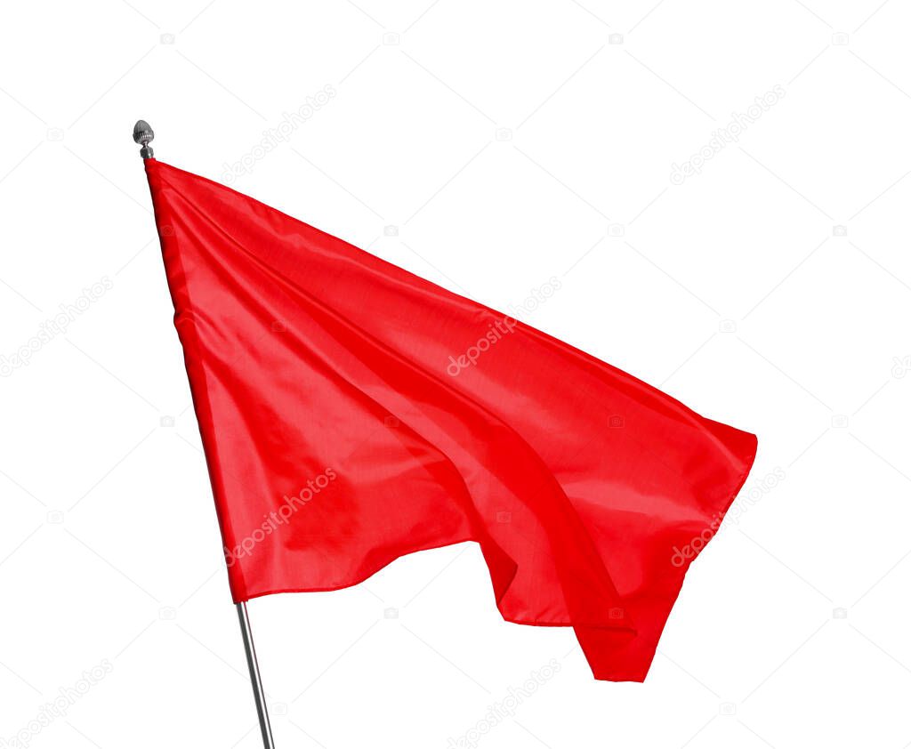 One red flag on white background. Mockup for design