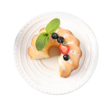 Pudra şekerli, böğürtlenli ve nane şekerli, beyaz, üst manzara