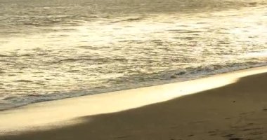 Güneş doğarken tropikal sahilde güzel dalgalı deniz