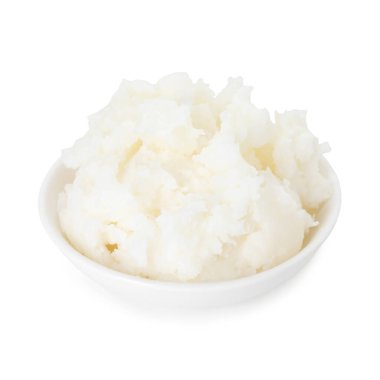 Shea yağı üzerinde beyaz izole kase