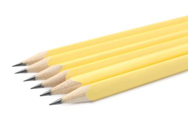 Many sharp graphite pencils isolated on white