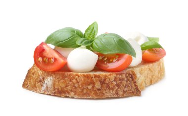 Beyaz peynirli, domatesli ve fesleğenli lezzetli sandviç.