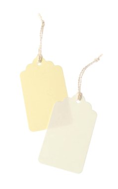 Beyaz üzerinde izole edilmiş dizgileri olan boş etiketler