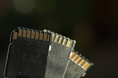 Bulanık arkaplanda SD hafıza kartları, yakın plan