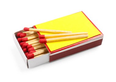 Kibrit ve sarı kutu beyazda izole