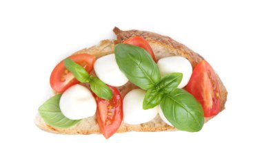 Mozarella peynirli, domatesli ve fesleğenli lezzetli sandviç.