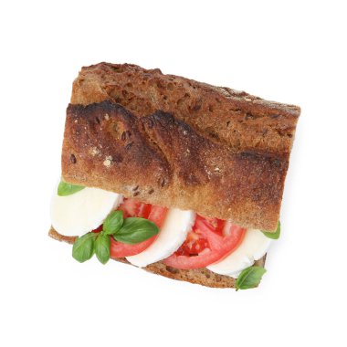 Mozarella peynirli, domatesli ve fesleğenli lezzetli sandviç.