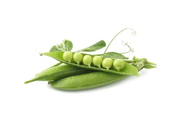 Kabuklu taze bezelyeler ve beyaz filizler.