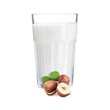 Bardakta fındık sütü ve beyaz fındıklı.