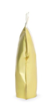 Bir fermuarlı stand-up kesesi beyaza izole edilmiş.