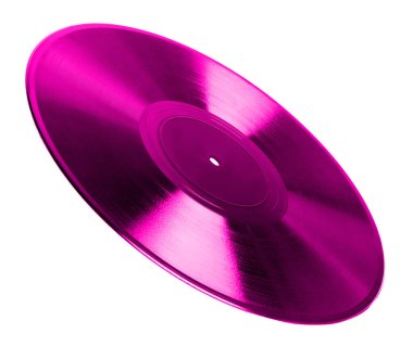 Beyaz arkaplanda bir renkli vinil plak