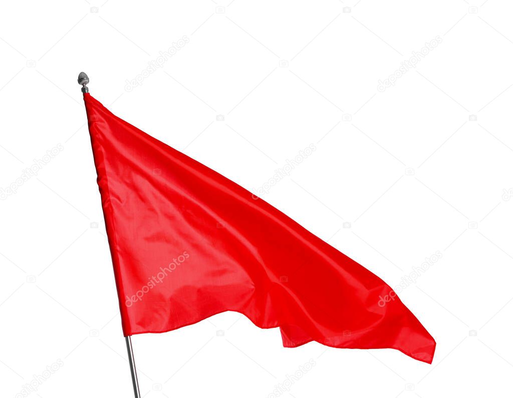 One red flag on white background. Mockup for design