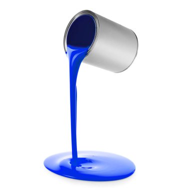 Beyaz arka planda mavi boya akıyor.