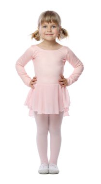 sevimli küçük kız beyaz arka plan üzerinde dans