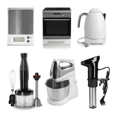 Karıştırıcı ve diğer ev aletleri beyaz, set