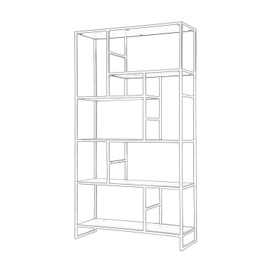 Beyaz arkaplanda raf ünitesinin grafiksel çizimi