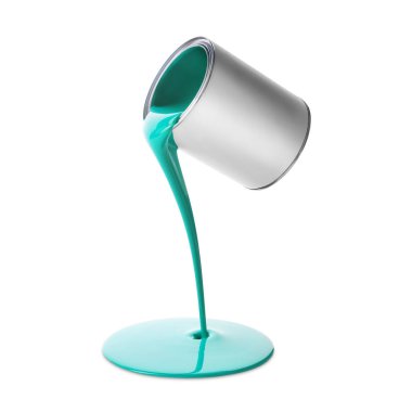 Turkuaz boya beyaz arkaplandan dökülüyor.