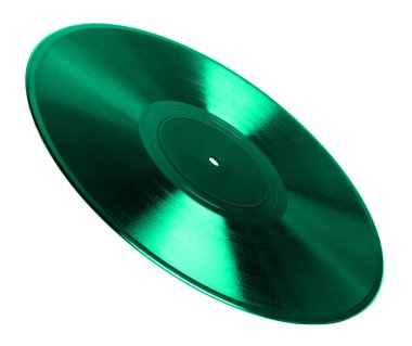 Beyaz arkaplanda bir renkli vinil plak