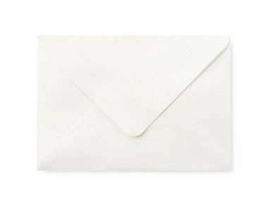 Bir kapalı zarf beyaz, üst görünümde izole