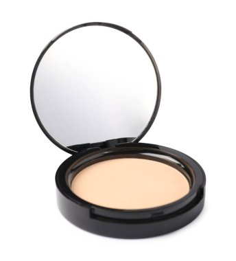 Bir açık cep aynası beyaza izole edilmiş.