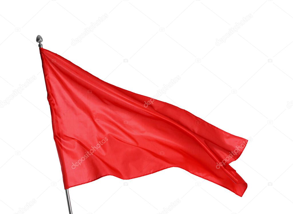 One red flag on white background. Mockup for design