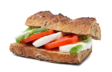 Beyaz peynirli, domatesli ve fesleğenli lezzetli sandviç.