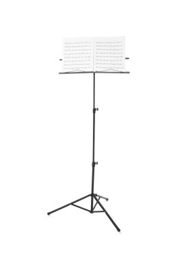 Beyazlar üzerinde izole müzik sayfaları ile durun