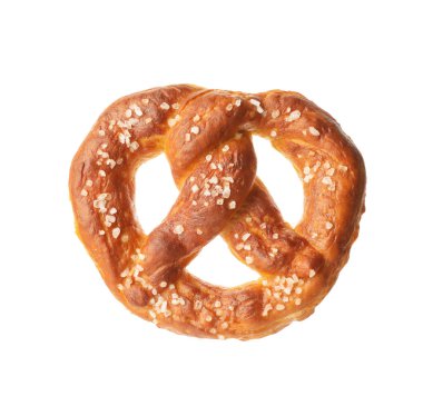 Lezzetli kraker, beyaz üzerine tuz dökülmüş.