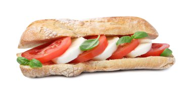 Beyaz peynirli, domatesli ve fesleğenli lezzetli sandviç.