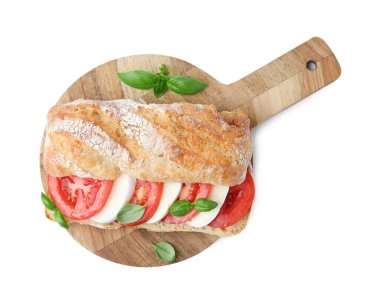 Mozarella peynirli, domatesli ve fesleğenli lezzetli sandviç.