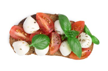 Mozarella peynirli, domatesli, fesleğenli ve baharatlı lezzetli sandviç.