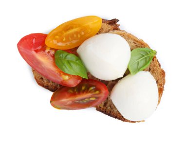 Mozarella peynirli, domatesli ve fesleğenli lezzetli sandviç.