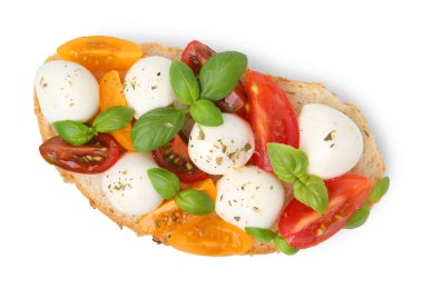 Mozarella peynirli, domatesli ve fesleğenli lezzetli sandviç.