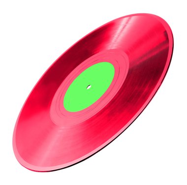 Beyaz arkaplanda bir renkli vinil plak