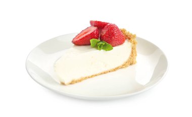 Çilekli ve nane aromalı lezzetli bir cheesecake.
