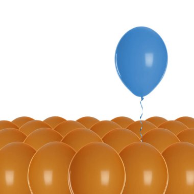 Farklı ol. Beyaz arkaplanda turuncu balon var.
