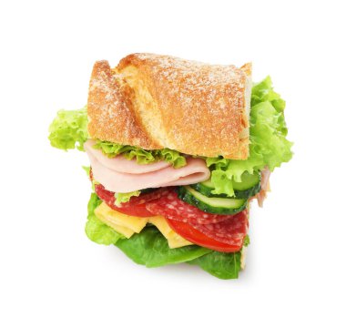 Jambonlu ve sebzeli baget sandviç.