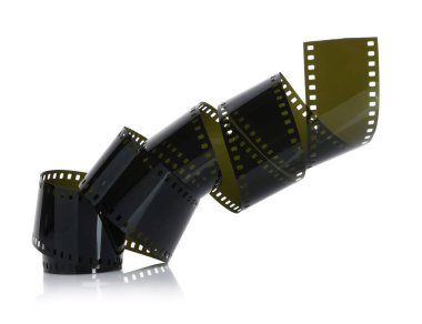 Fotoğraflı film şeridi beyaza izole edildi