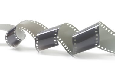 Fotoğraflı film şeridi beyaza izole edildi