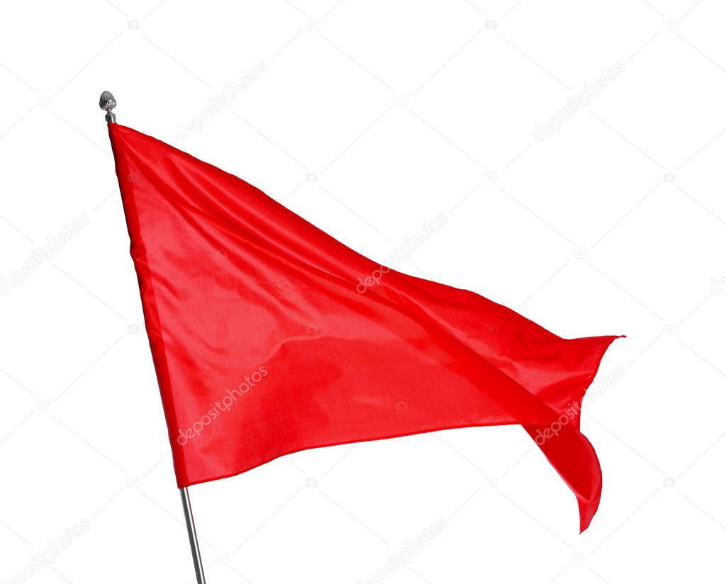 One red flag on white background. Mockup for design