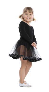 sevimli küçük kız beyaz arka plan üzerinde dans