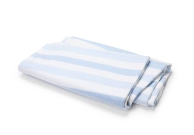 Bir çizgili plaj havlusu beyaza izole edilmiş.