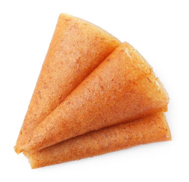 Lezzetli meyve dürümleri beyaz, üst manzara izole