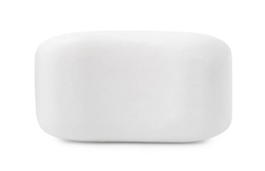 Beyaza izole edilmiş bir sabun çubuğu. Kişisel hijyen ürünleri