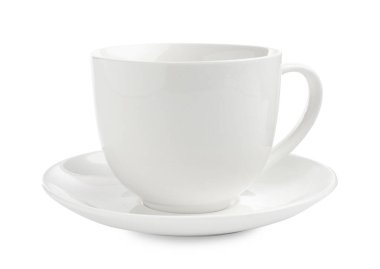 Boş kahve fincanı ve beyaz tabağı.